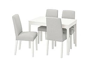 Set de masa cu scaune IKEA Ekedalen/Bergmund White/Orrsta Gray/White 120/180 cm