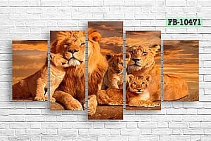 Tablou multicanvas Art.Desig The lion and his family FB-10471