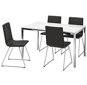 Set de masa cu scaune IKEA Torsby / Volfgang White glossy  / Bomstad black (4 scaune)
