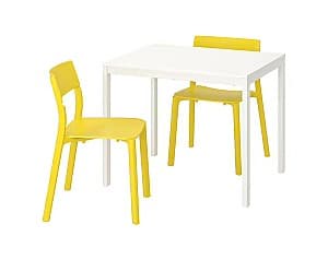 Set de masa cu scaune IKEA Vangsta / Janinge white-yellow (2 scaune)