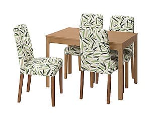 Set de masa cu scaune IKEA Ekedalen / Bergmund oak look /Fagelfors multicolour 120/180 cm (4 scaune)