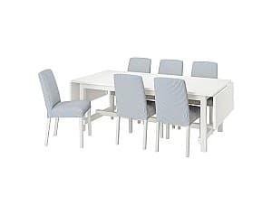 Set de masa cu scaune IKEA Nordviken/Bergmund white/Rommele white/white 210/289 cm ( 6 scaune)