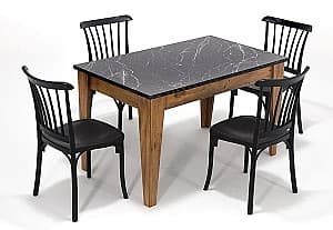 Set de masa cu scaune Modalife Avrupa (4 scaune Violet) Black