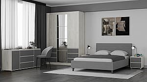 Dormitor ML Mobila Nais Stejar Kraft Alb/Antracit, Modern