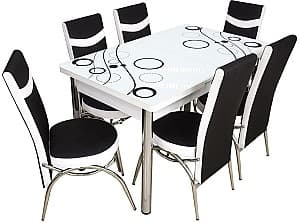 Набор стол и стулья VLM Kelebek II 0072 (6 стульев Merchan Black/White)