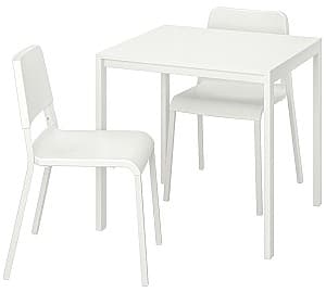 Set de masa cu scaune IKEA Melltorp/Teodores 75x75 Alb/Alb (1+2)