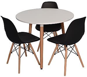 Set de masa cu scaune Evelin DT 404-1 + 3 scaune LC-021 Black