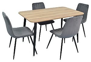 Set de masa cu scaune Evelin 405-2+4 scaune XR-154B Dark Grey 57