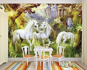 Fototapet 3d Art.Desig Unicorns pe poiana în stilul artei