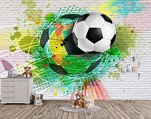 Fototapet 3d Art.Desig Cărămidă și minge de fotbal_2