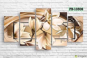 Tablou multicanvas Art.Desig Flori albe FB-10306
