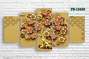 Tablou multicanvas Art.Desig Tree with flowers FB-10459