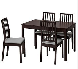 Set de masa cu scaune IKEA Ekedalen/ Ekedalen Dark Brown Orrsta -gray (4 scaune)