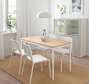 Стол IKEA Tommaryd 130x70 cm (Дубовый шпон Беленый/Белый)