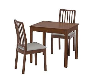 Set de masa cu scaune IKEA Ekedalen / Ekedalen brown / Orrsta gray (2 scaune)