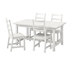 Set de masa cu scaune IKEA Nordviken 152/223x95 Alb/Alb (1+4)