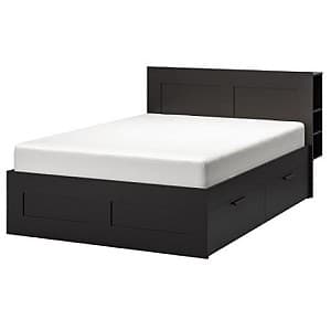 Pat IKEA Brimnes  Black Lonset 180×200 cm (4 cutii cu depozitare)