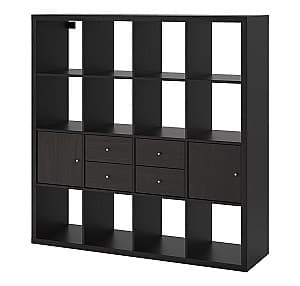 Etajera IKEA Kallax black-brown 147x147 ( 4 organizatoare)