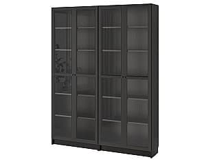 Dulap cu vitrina IKEA Billy / Oxberg black-brown/glass 160x30x202 cm