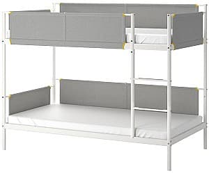 Pat copii IKEA Vitval 90x200 Alb/Gri