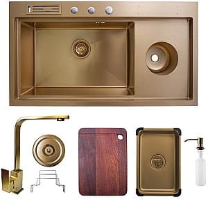 Кухонная мойка SanDonna SanDonna HD9250 золотой + Sandonna NERA золотой