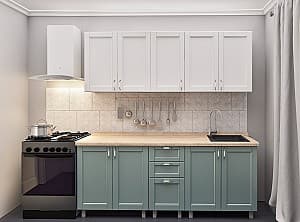 Bucatarie PS Lena 2 m (vopsita, frez. Modern) Alb/Verde-Gri