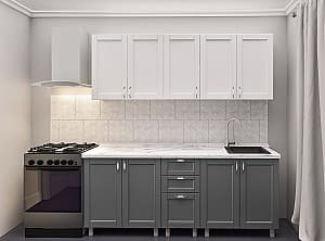 Кухня PS Лена 2 м (краска, фрез. Модерн) Белый/Серый