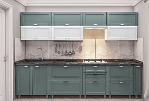 Кухня PS Квадро 3 м (краска, фрез. Модерн) Зеленый/Белый