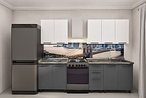 Bucatarie PS Lena 2 m (vopsita, frez. Neted) Alb/Gri