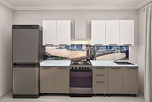 Кухня PS Лена 2 м (краска, фрез. Гладкий) Белый/Капучино