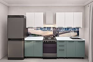 Кухня PS Лена 2 м (краска, фрез. Гладкий) Белый/Зеленый