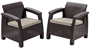 Set de mobila de grădină Keter Corfu II Duo Set Brown(Maro)/Oat(Bej)