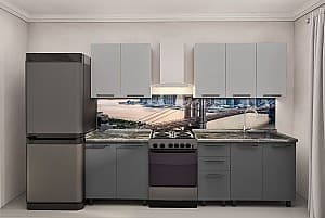 Кухня PS Лена 2 м (краска, фрез. Гладкий) Светло Серый/Серый