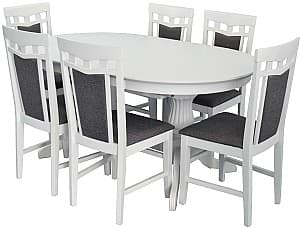 Set de masa cu scaune Evelin HV 33 V + Deppa R White/Grey (6 scaune)