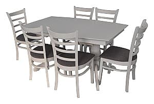 Набор стол и стулья Evelin HV-32V White + 6 стульев COCO White/NV-10WP Grey