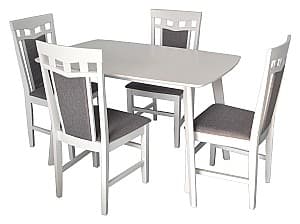 Set de masa cu scaune Evelin Cooper White + 4 scaune Deppa R White NV-10WP Grey