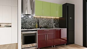 Bucatarie PS Mini (High Gloss) 1.6 m Green/Bordo