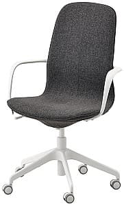 Fotoliu de birou IKEA Langfjall rotativ cu brate/spatar inalt Gri inchis/Alb