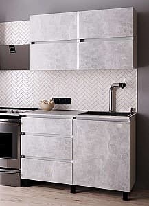 Bucatarie ML Mobila Nais 1.2 m Alb/Atelie Deschis(Gri)