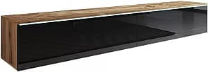 Comoda TV Bratex TV Lowboard D 180 (Wotan Oak/Black Gloss)