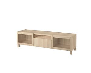 Тумба под ТВ IKEA Besta Lappviken / Stubbarp clear glass, white oak