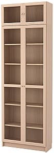 Витрина IKEA Billy/Oxberg oak veneer-white/glass 80x30x237 cm