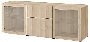 Dulap cu vitrina IKEA Besta antique oak Lappviken / Sindvik white oak