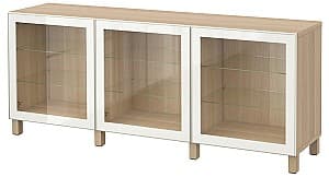 Dulap cu vitrina IKEA Besta Antique oak / Glassvik / Stubbarp White glass