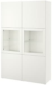 Dulap cu vitrina IKEA Besta White / Selsviken clear white / glossy glass 120x40x192 cm