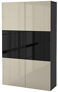 Витрина IKEA Besta black-brown / glossy Selsviken / smoky glass 120x40x192 см