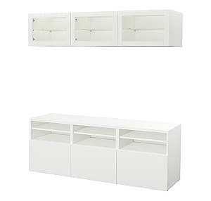 Стенка IKEA Besta white/Lappviken glass white 180x42x192