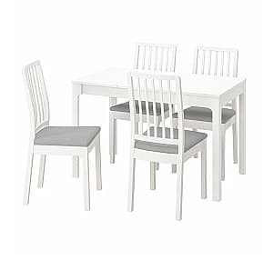 Набор стол и стулья IKEA Ekedalen White/Orrsta grey