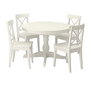 Set de masa cu scaune IKEA Ingatorp / Ingolf White (4 scaune)