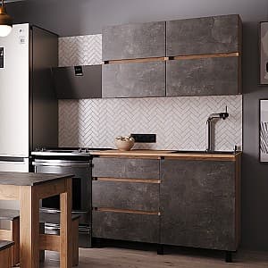 Bucatarie ML Mobila Nais 1.2 m Stejar Auriu/Atelie Inchis(Maro)